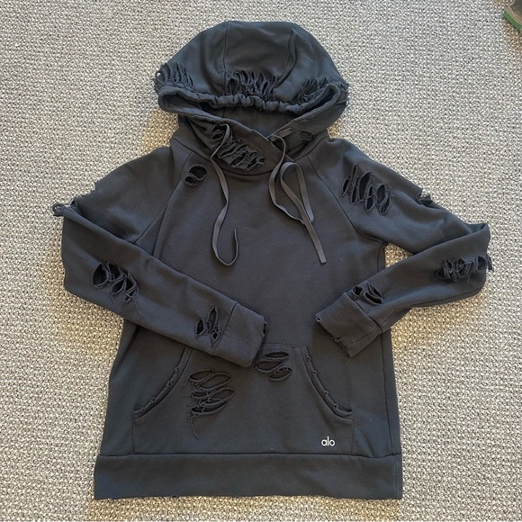 Alo Distressed Hoodie - Picture 1 of 7